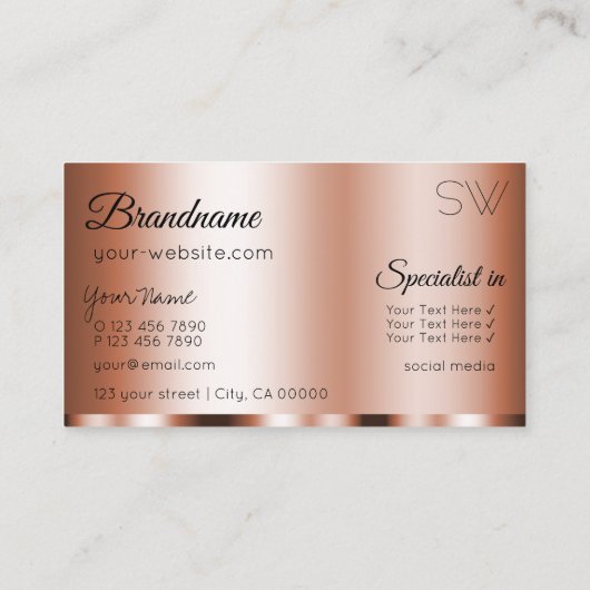 バラスタイリッシュゴールデングラマラスとモノグラムモダン 名刺 (裏面)