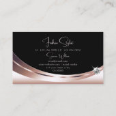 バラスタイリッシュ金ゴールドとスパークリダイヤモンド付きブラック 名刺 (裏面)