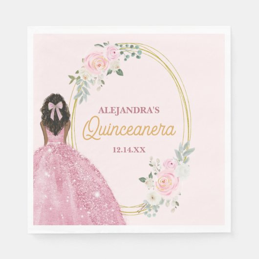 バラスタイリッシュ金ゴールドウォーター色バラキンセアニェラ スタンダードランチョンナプキン (正面)