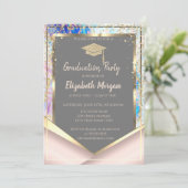 バラスタイリッシュ金ゴールドグリッターオパール 招待状 (スタンド正面)