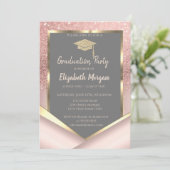 バラスタイリッシュ金ゴールドグリッターダイヤモンド卒業 招待状 (スタンド正面)