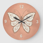 バラスタイリッシュ金ゴールドバタフライウォールクロック ラージ壁時計 (正面)