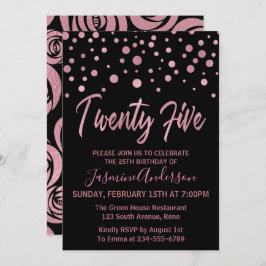 バラスタイリッシュ金ゴールドフェイクフォイル25th誕生日パーティー 招待状