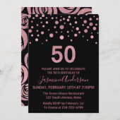 バラスタイリッシュ金ゴールドフェイクフォイル50th誕生日パーティー 招待状 (正面/裏面)