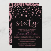 バラスタイリッシュ金ゴールドフェイク第60回誕生日パーティー 招待状 (正面/裏面)