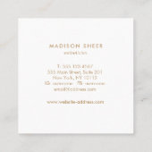 バラスタイリッシュ金ゴールドフェザーライト赤面ピンク スクエア名刺 (裏面)