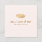 バラスタイリッシュ金ゴールドフェザーライト赤面ピンク スクエア名刺 (正面)