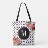 バラスタイリッシュ金ゴールドレオパードヴィンテージフローラモノグラム トートバッグ (裏面)