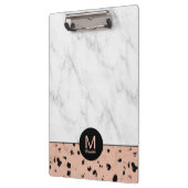 バラスタイリッシュ金ゴールド及びモノグラム付き大理石模様 クリップボード (左)