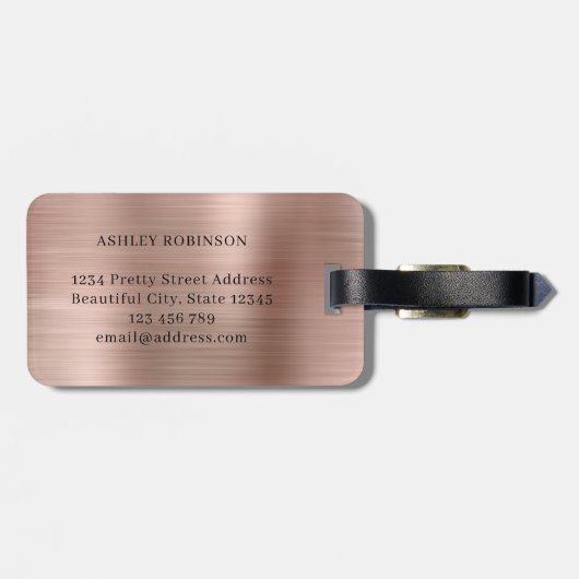 バラスタイリッシュ金ゴールド金属モノグラムはっきりした二イニシャル ラゲッジタグ (裏面横)