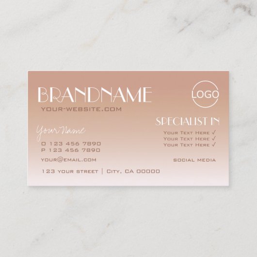 バラスタイリッシュ金ゴールド鏡フォントとロゴラグジュアリー 名刺 (裏面)