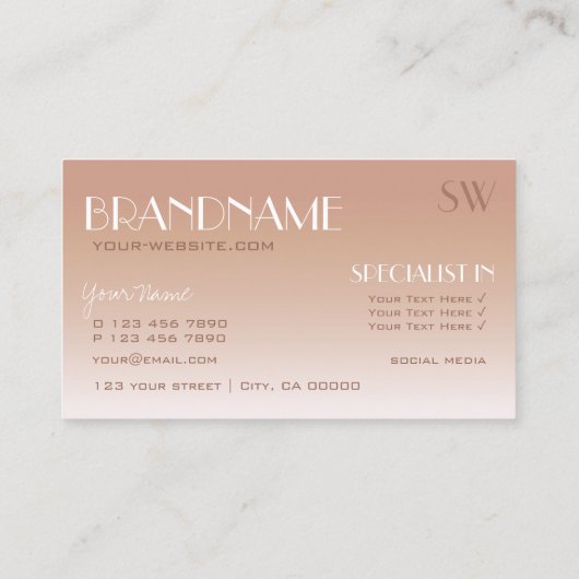 バラスタイリッシュ金ゴールド鏡フォントウィズモノグラムラグジュアリー 名刺 (裏面)