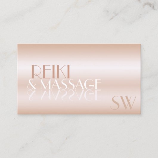 バラスタイリッシュ金ゴールド鏡フォントウィズモノグラムラグジュアリー 名刺 (正面)