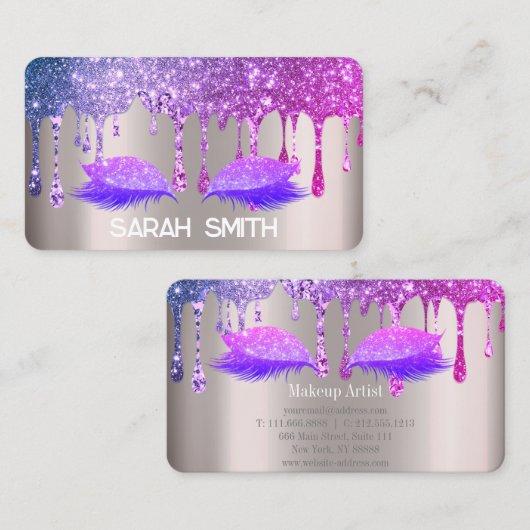バラスタイリッシュ金ゴールド、グリッタードリップスまつげ 名刺 (正面/裏面)