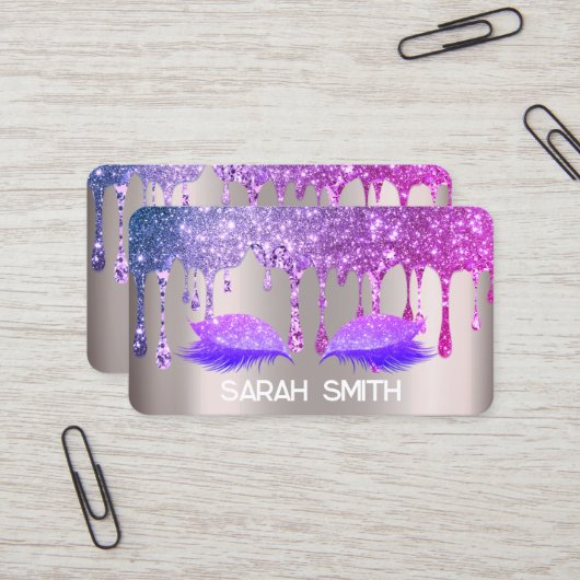 バラスタイリッシュ金ゴールド、グリッタードリップスまつげ 名刺 (正面/裏面インサイチュ)