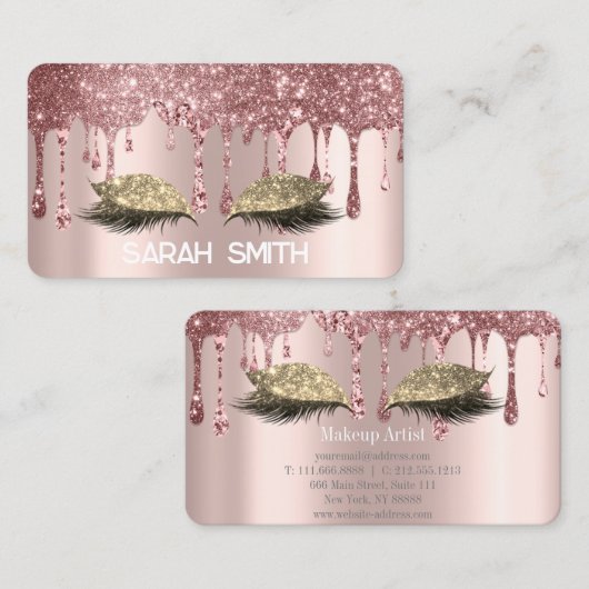 バラスタイリッシュ金ゴールド、グリッタードリップスまつげ 名刺 (正面/裏面)