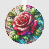 バラステンドグラス効果エレガントフローラデザイン オーナメント (裏面)