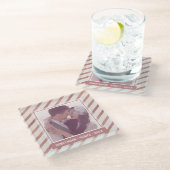 バラストライプのエレガントカスタム金ゴールド写真と文字 ガラスコースター (アングル)