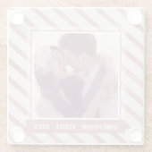 バラストライプのエレガントカスタム金ゴールド写真と文字 ガラスコースター (裏面)