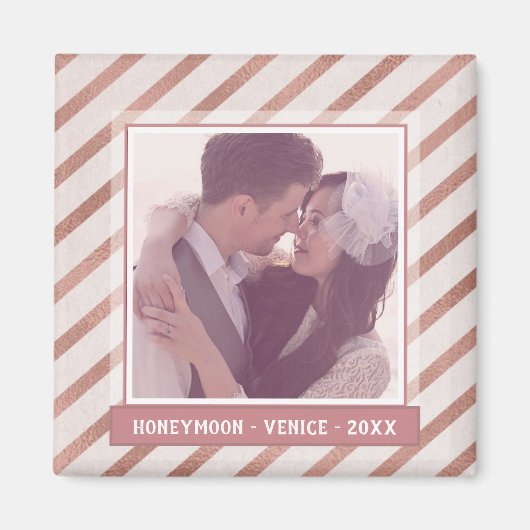 バラストライプのエレガントカスタム金ゴールド写真と文字 マグネット (正面)