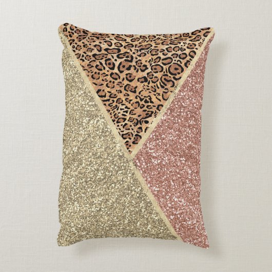 バラストライプの金ゴールドグリッターレオパードモノグラム アクセントクッション (裏面(縦))
