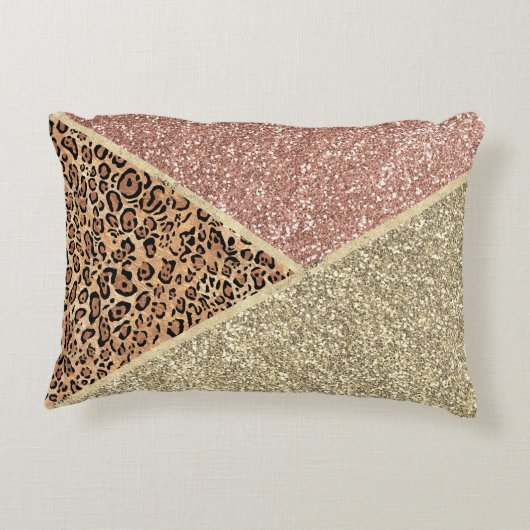バラストライプの金ゴールドグリッターレオパードモノグラム アクセントクッション (裏面)