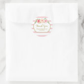 バラストライプピンクフローラベビーシャワーメッセージカード ラウンドシール (バッグ)