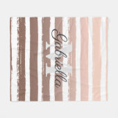 バラストライプ金ゴールドとモノグラム フリースブランケット (正面(横))