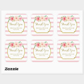 バラストライプ金ゴールドピンクフローラ結婚式の引き出物ラベル スクエアシール (シート)