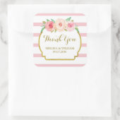 バラストライプ金ゴールドピンクフローラ結婚式の引き出物ラベル スクエアシール (バッグ)