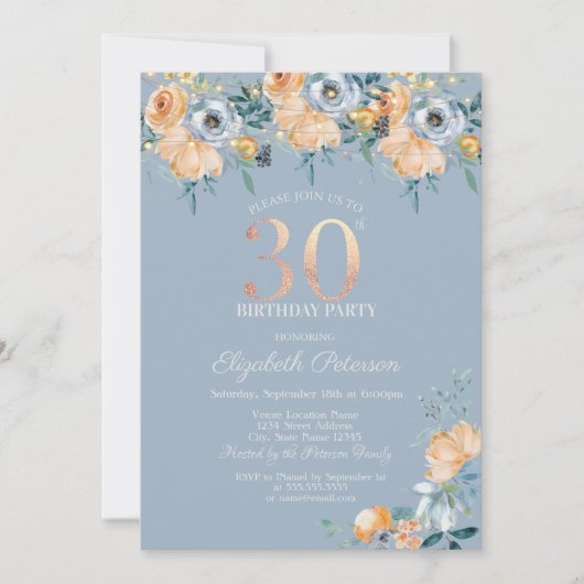 バラストリングライツダスティブルー30th誕生日 招待状 (正面)