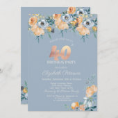 バラストリングライツダスティブルー40th誕生日 招待状 (正面/裏面)