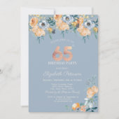 バラストリングライツダスティブルー65誕生日 招待状 (正面)