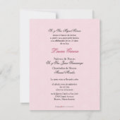 バラスペインのピンクダマスクキンセアニェラインヴィタシオン 招待状 (裏面)