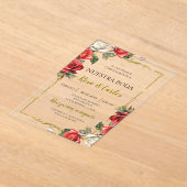 バラスペインの結婚バラ アクリル招待状 (レイダウン)