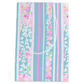 バラズバタフライピンクブルーホワイトストライプ抱き枕 ミディアムペーパーバッグ (裏面)