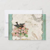 バラズラフランスのブバーズスワールヴィンテージレースアクア 出欠カード (裏面)