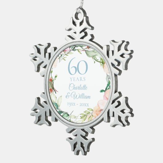バラズ・ガーランド第60結婚回ダイヤモンド記念日 スノーフレークピューターオーナメント (右)