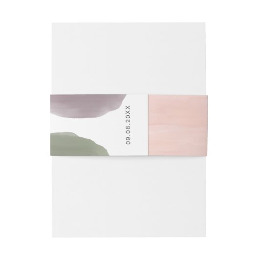 バラセージとグレープウォーターの色の円モダン結婚の 招待状ベリーバンド (裏面例)