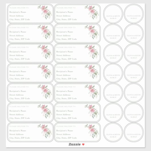 バラセージ緑の個人名アドレス+ステッカー シール (シート)