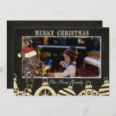 バラゼブラブラック&アイボリークリスマスフォトカード シーズンカード (正面/裏面)