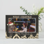 バラゼブラブラック&アイボリークリスマスフォトカード シーズンカード (スタンド正面)