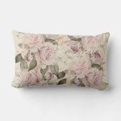 バラソフトピンクとクリーム金ゴールドリーフ ランバークッション (裏面)