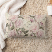 バラソフトピンクとクリーム金ゴールドリーフ ランバークッション (ブランケット)
