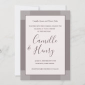 バラタウペ赤面グレイエレガント薄紫結婚ズ 招待状 (正面)