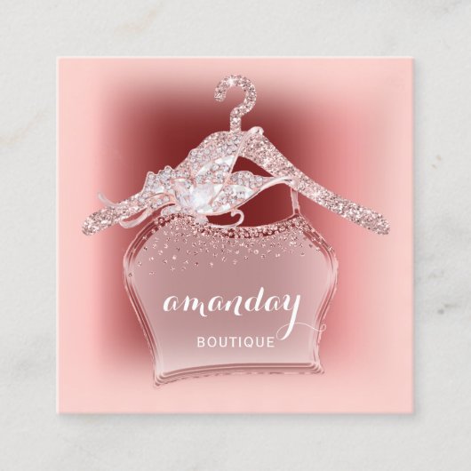 バラダイヤモンドクロスハンガーバーガンディブティック スクエア名刺 (正面)