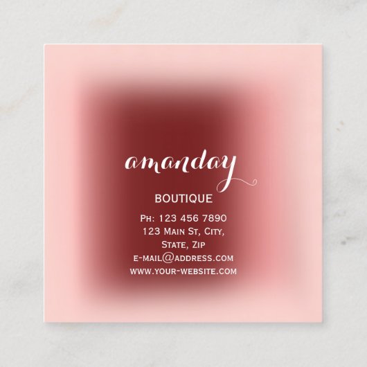 バラダイヤモンドクロスハンガーバーガンディブティック スクエア名刺 (裏面)