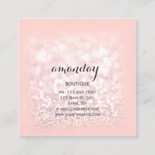 バラダイヤモンドクロスハンガーピンクブティックスクエア スクエア名刺 (裏面)
