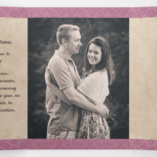 バラダマスクおとぎ結婚り話の写真 三つ折り招待状 (内部中)