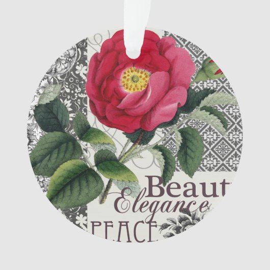 バラダマスクかわいらしフローラアンティーク オーナメント (正面)